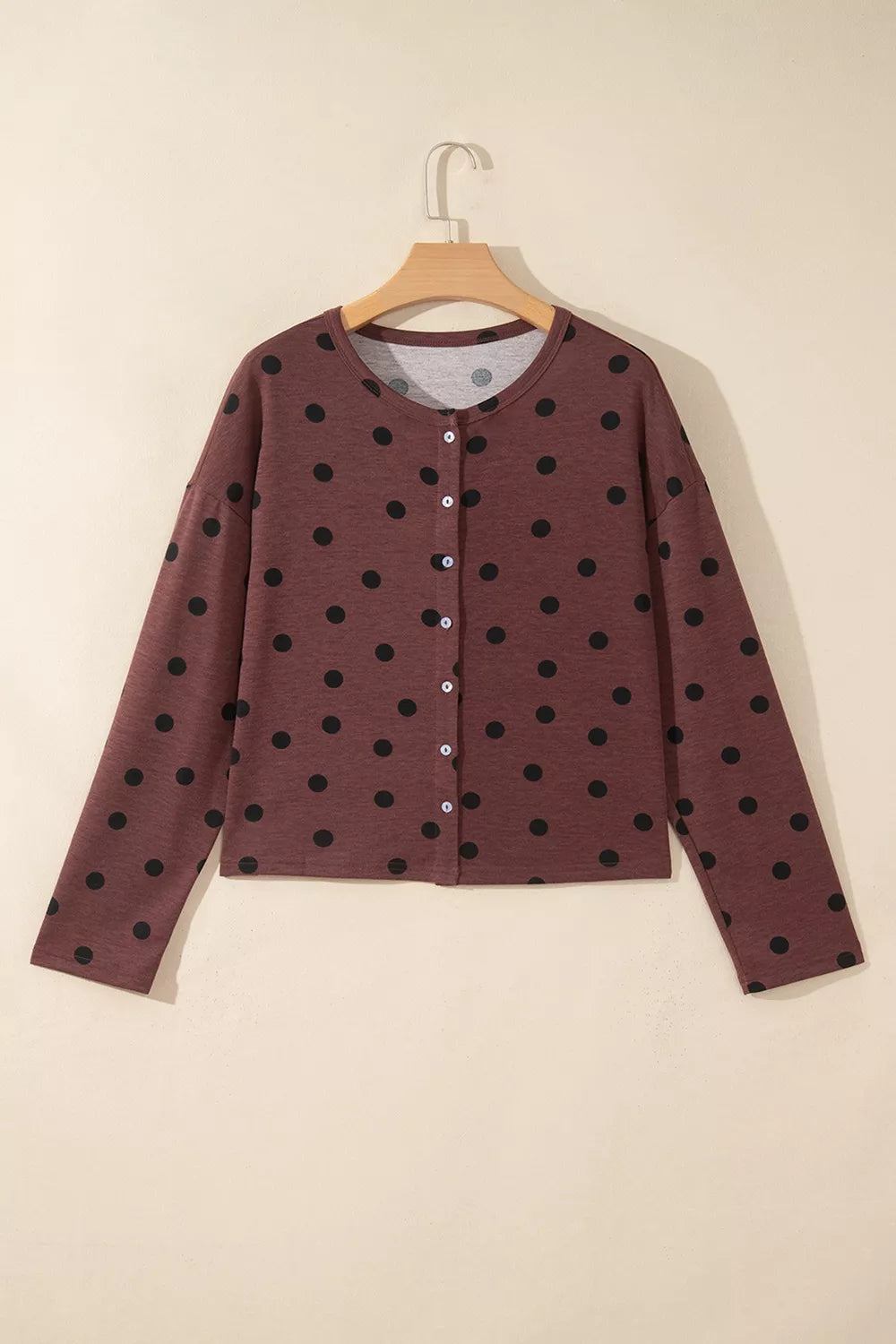 Polka Dot Button Front Long Sleeve Casual Shirt