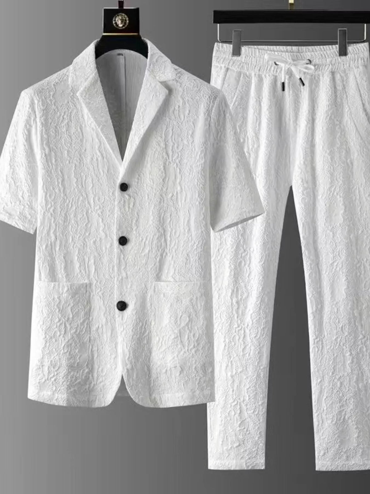 Men's Plus Size Button Up Shirt and Pants Set - Lilixa.store