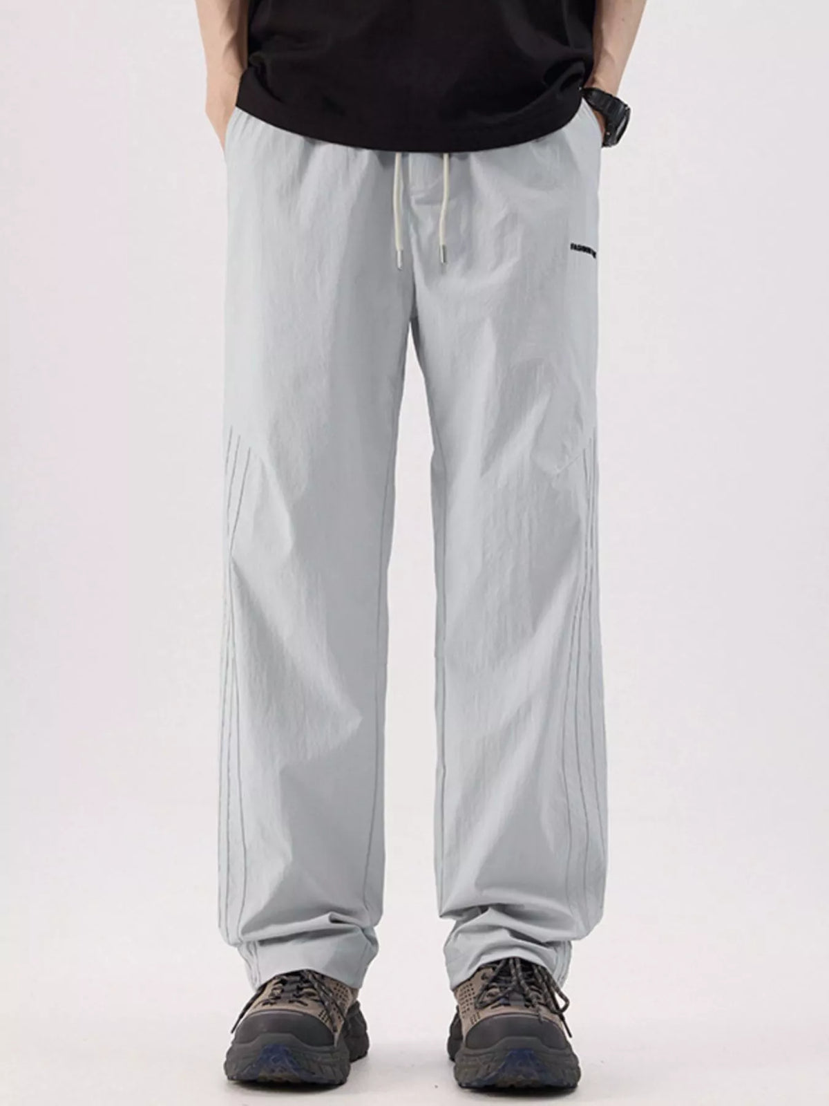 Men's Plus Size Wide Leg Pants in Light Gray