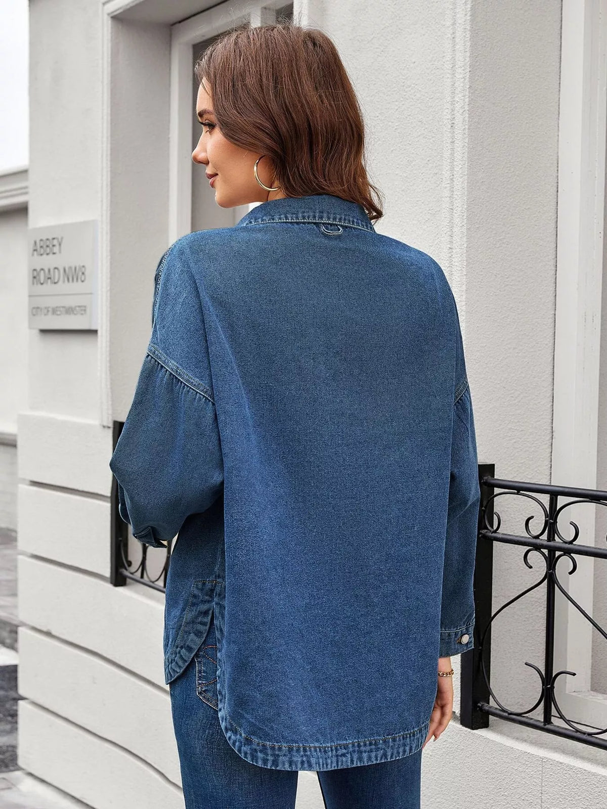 Vintage Wash Button-Down Denim Jacket, view 11