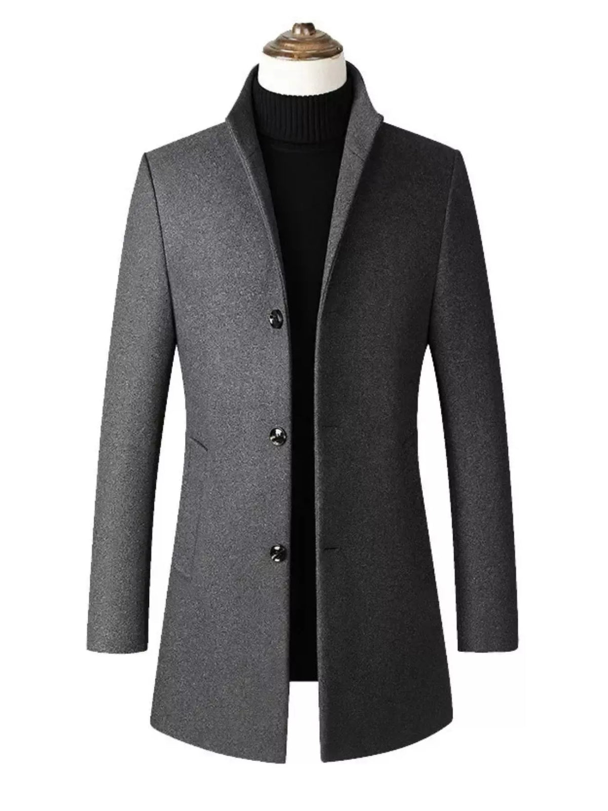 Men's Plus Size Slim Fit Stand Collar Overcoat - Lilixa.store
