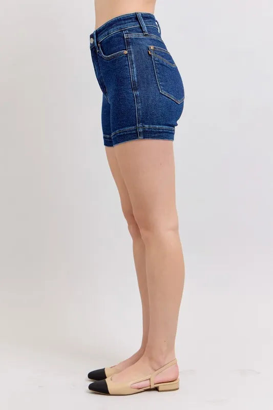 Judy Blue Full Size High Waist Tummy Control Denim Shorts Plus Size - Lilixa.store