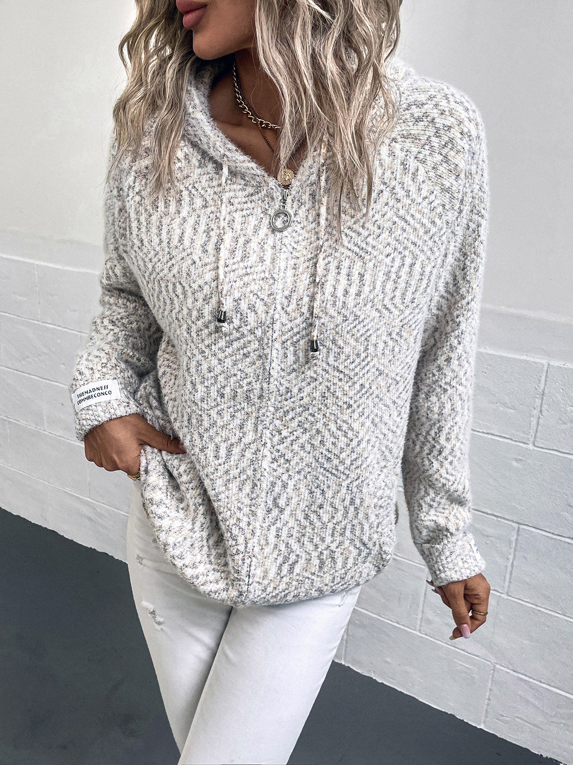 Zip-Up Hooded Sweater, view 4