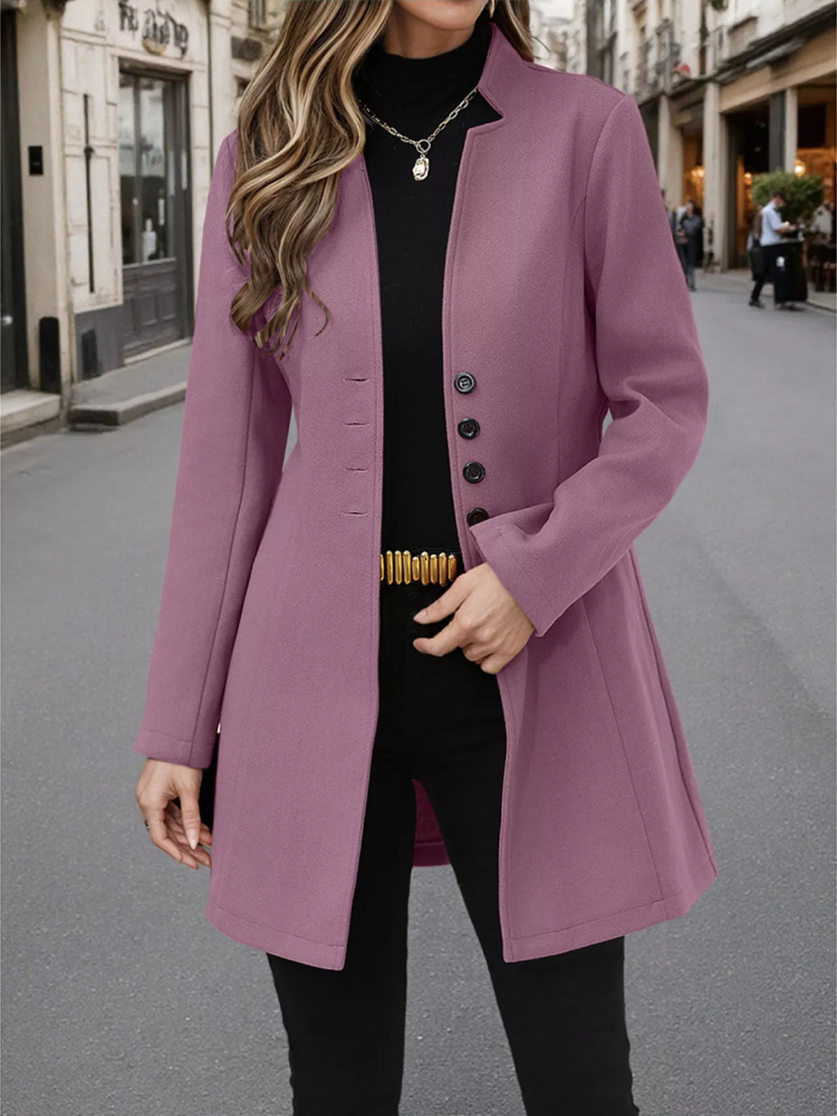 Button Up Long Sleeve Coat - Lilixa.store