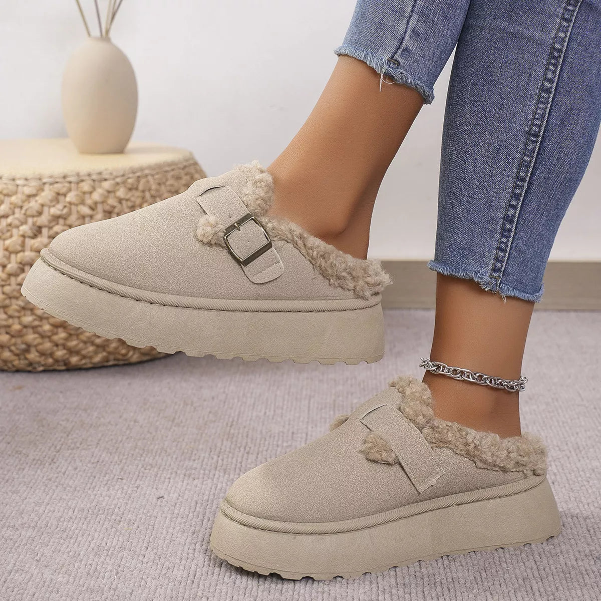 Round Toe Platform Slippers - Lilixa.store