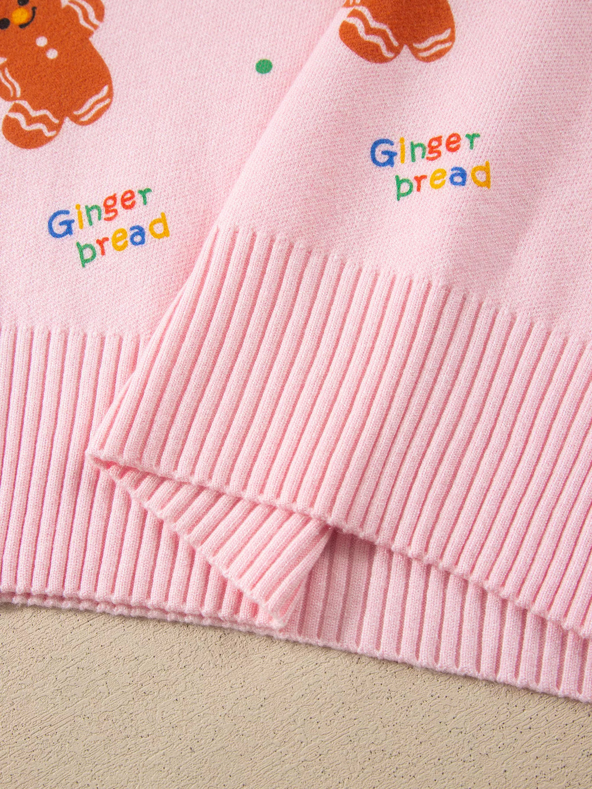 Gingerbread Pattern Long Sleeve Round Neck Sweater
