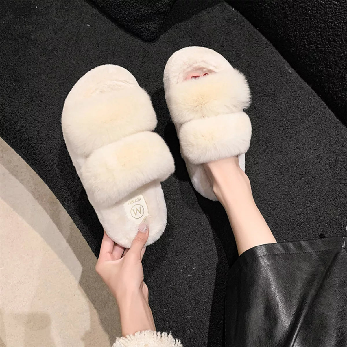 Fluffy Open Toe Slippers - Lilixa.store