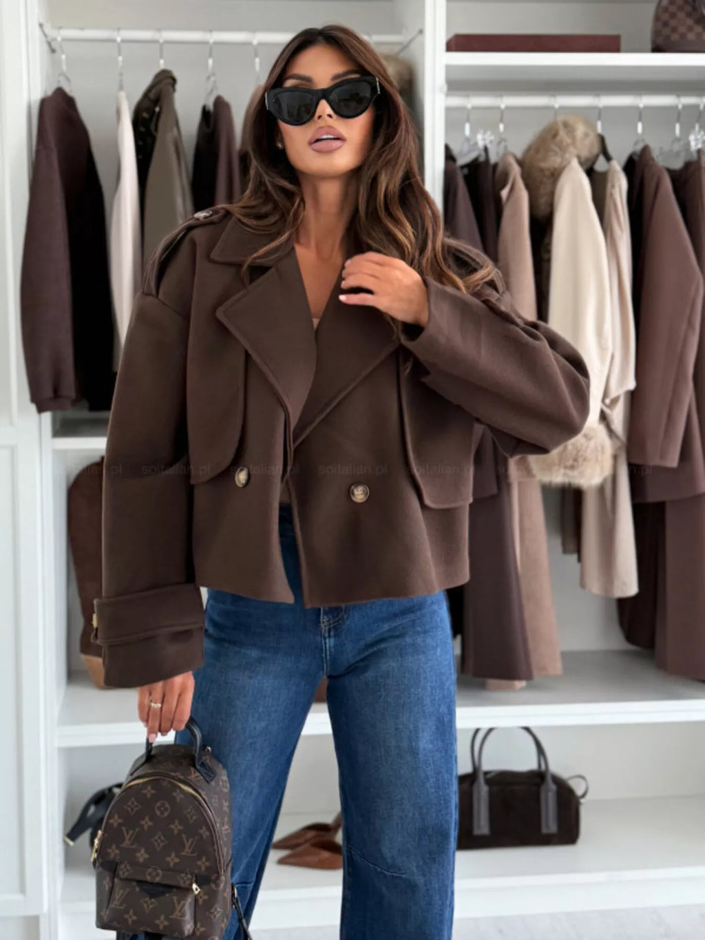 Double-Breasted Cropped Outerwear - Lilixa.store
