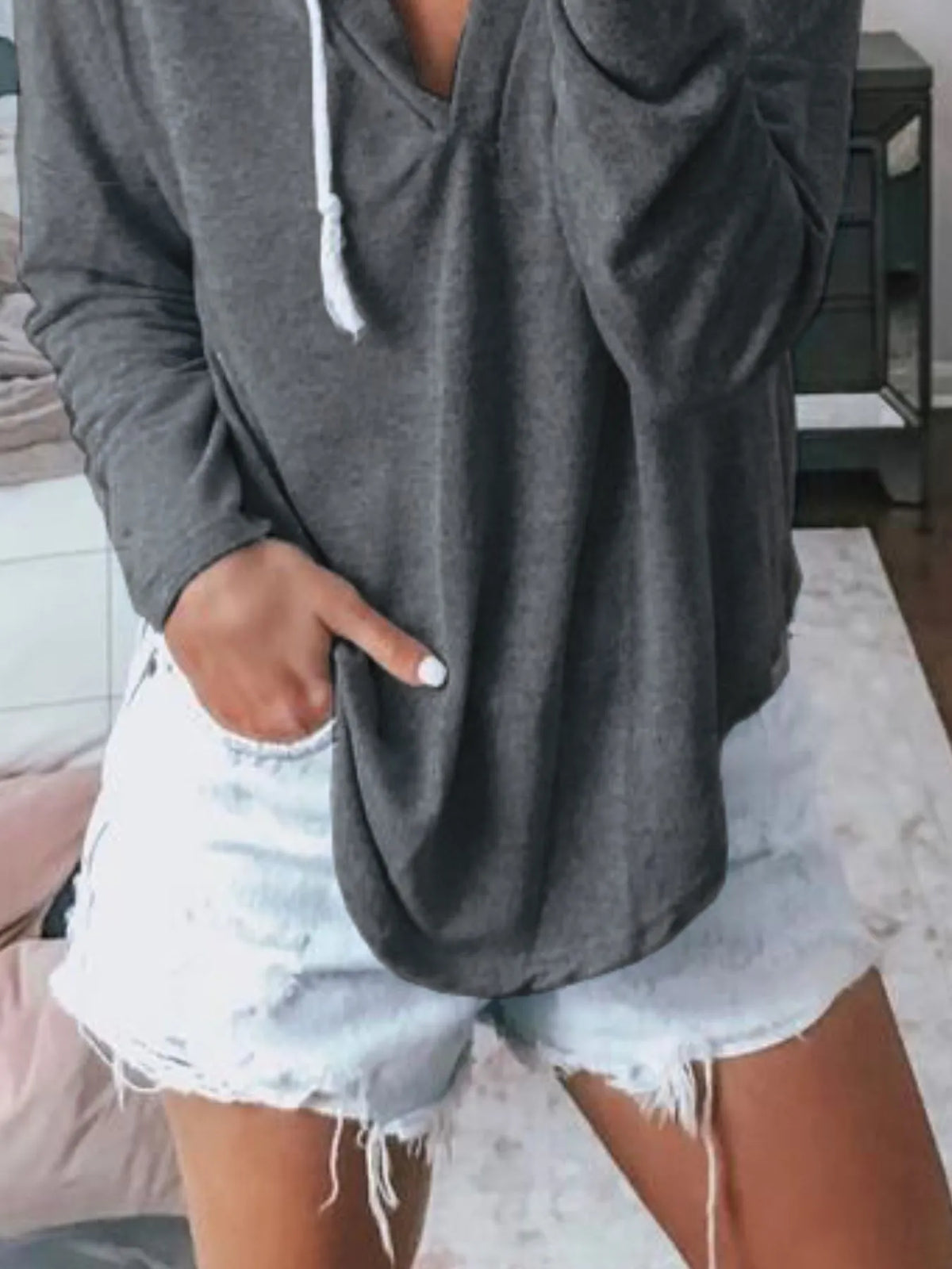Full Size Drawstring Long Sleeve Hoodie Plus Size - Lilixa.store
