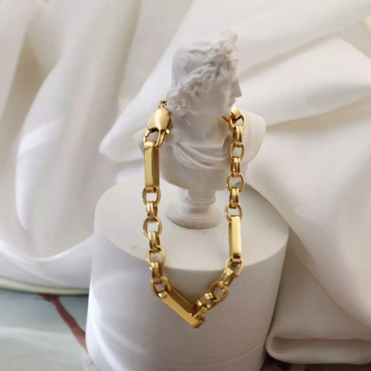 18K Gold-Plated Chunky Gold Chain Link Bracelet, view 3