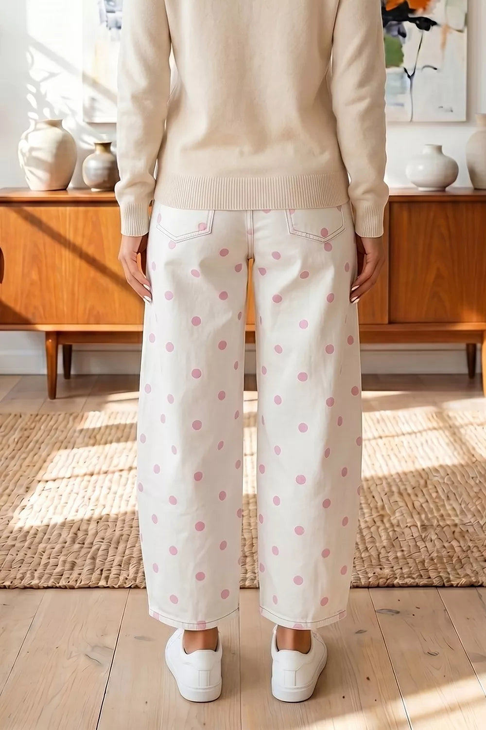 Polka Dot Wide-Leg Jeans - Lilixa.store
