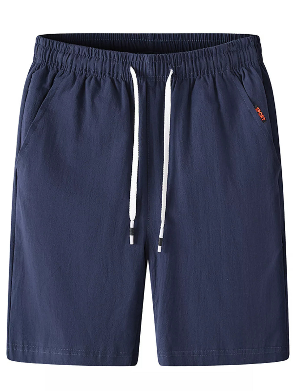 Men's Plus Size Casual Elastic Waist Drawstring Shorts in Dark Blue