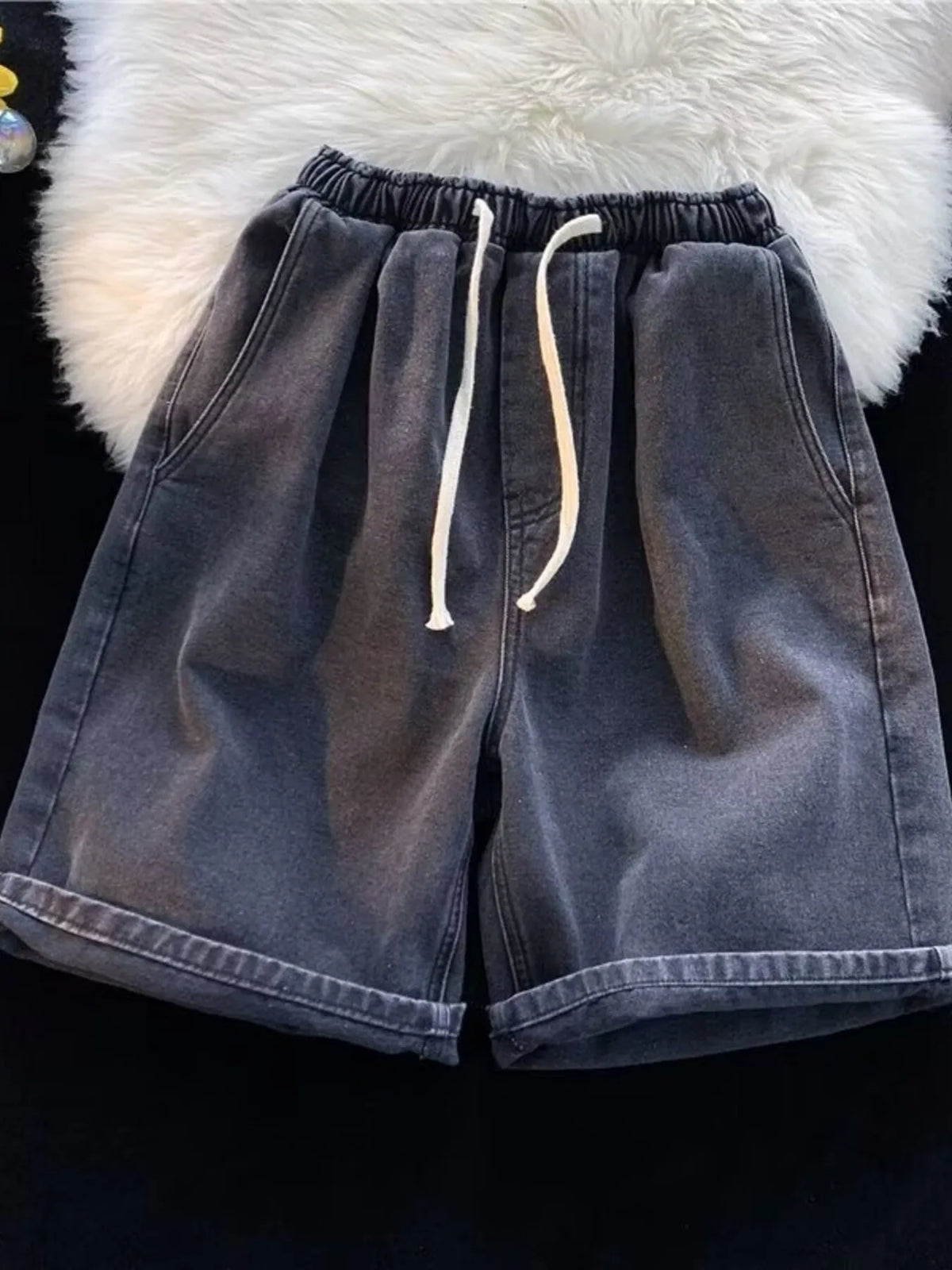 Men's Full Size Elastic Waist Washed Denim Shorts Plus Size - Lilixa.store