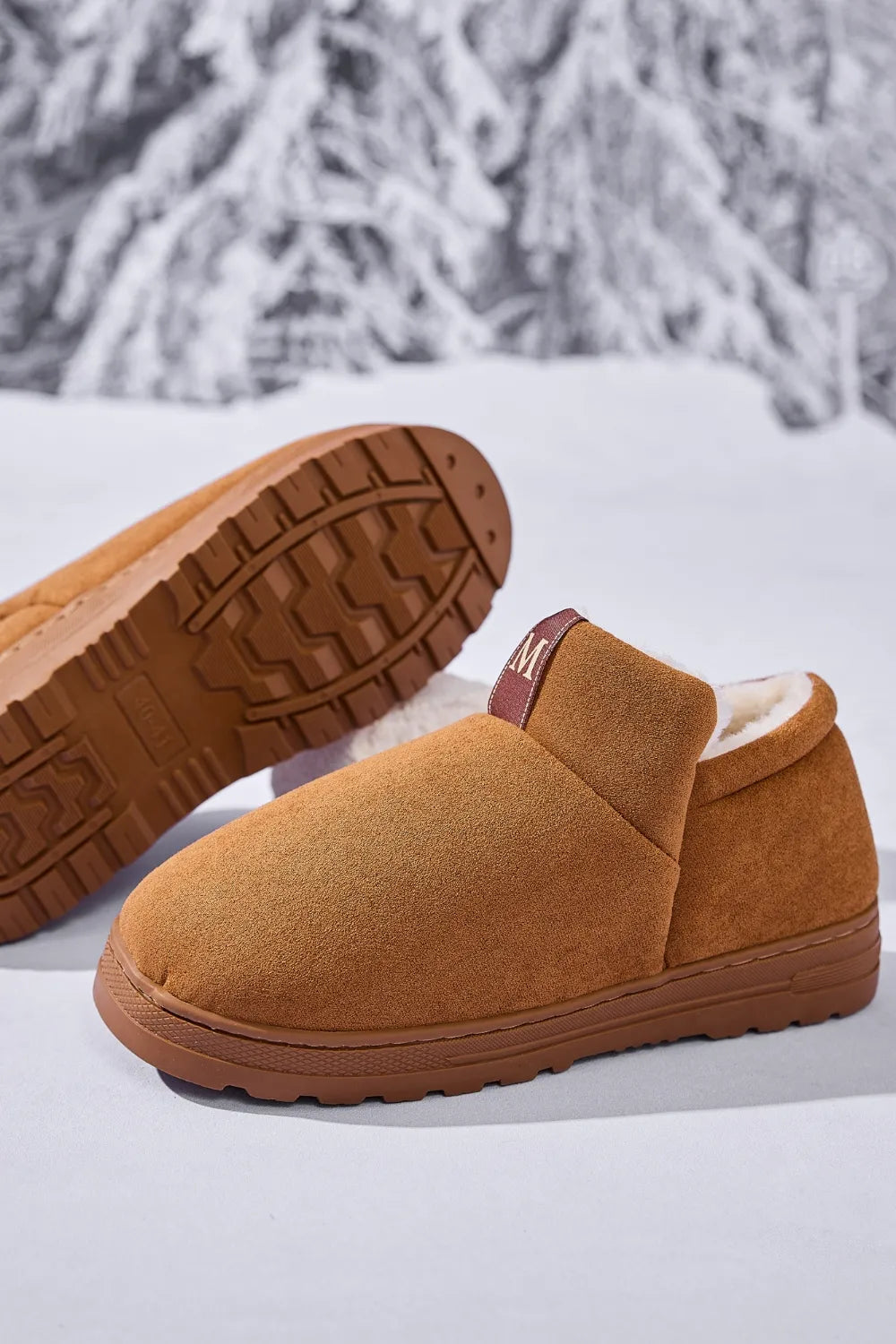 Letter M Suede Round Toe Slippers - Lilixa.store