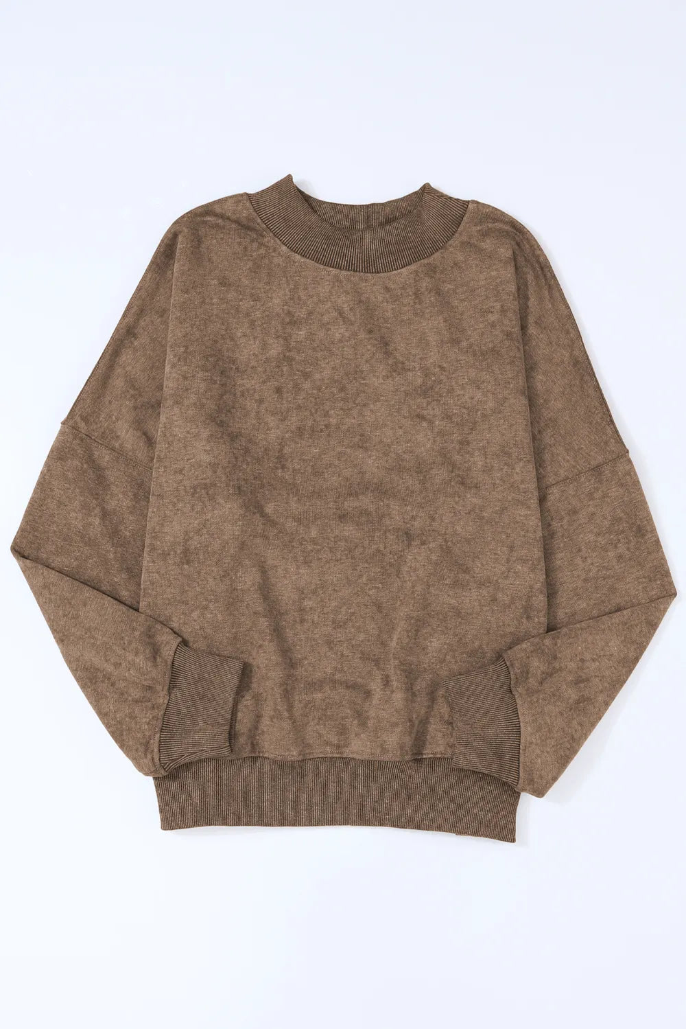 Mock Neck Dropped Shoulder Sweatshirt - Lilixa.store