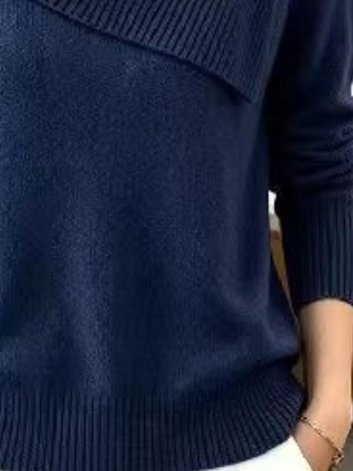 Full Size Asymmetric Ribbed Collar Sweater Plus Size