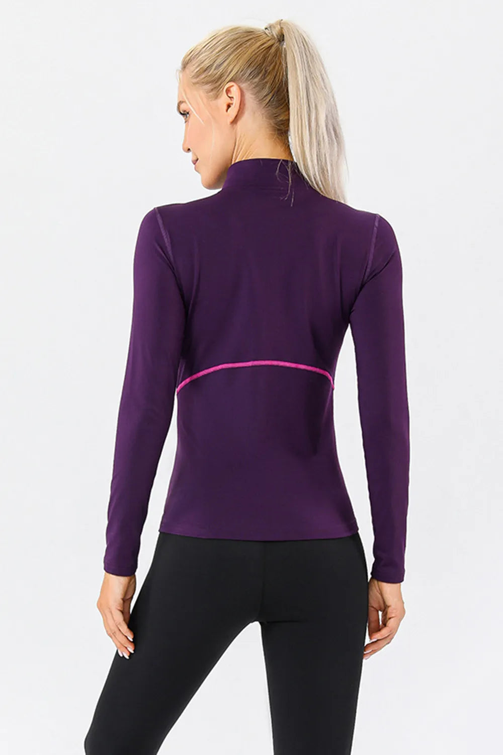 Mock Neck Quarter Zip Active T-Shirt - Lilixa.store