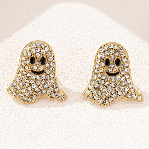 18K Gold-Plated Rhinestone Halloween Ghost Earrings - Lilixa.store