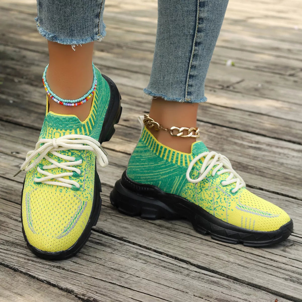 Round Toe Lace Up Sneakers - Lilixa.store