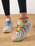 Rainbow Swirl Lace Up Athletic with Transparent Sole - Lilixa.store