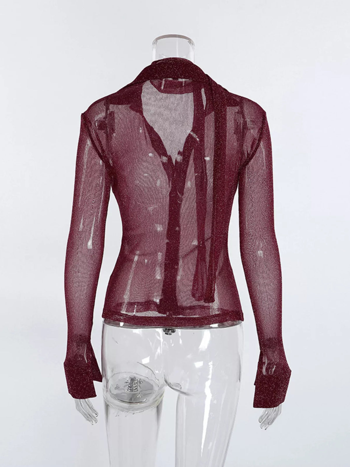 Button Down Long Sleeve Shirt with Scarf, view 6