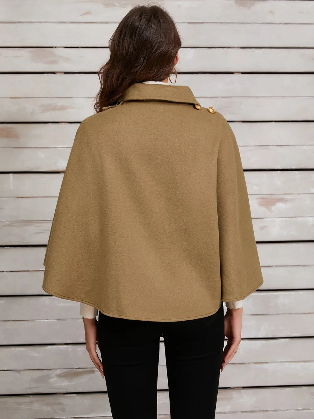 Collared Neck Cropped Cape - Lilixa.store