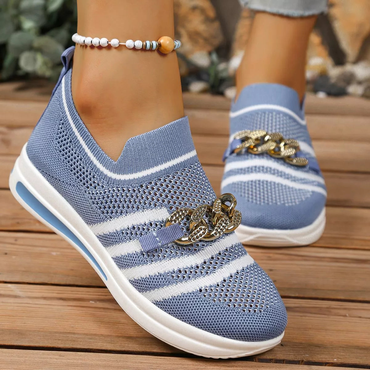 Round Toe Mesh Slip-Ons, view 9