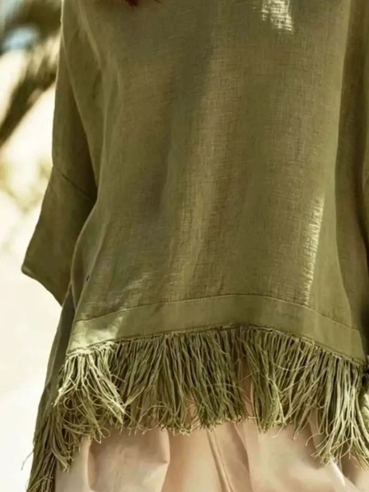 Fringed 3/4 Sleeve Blouse, view 2