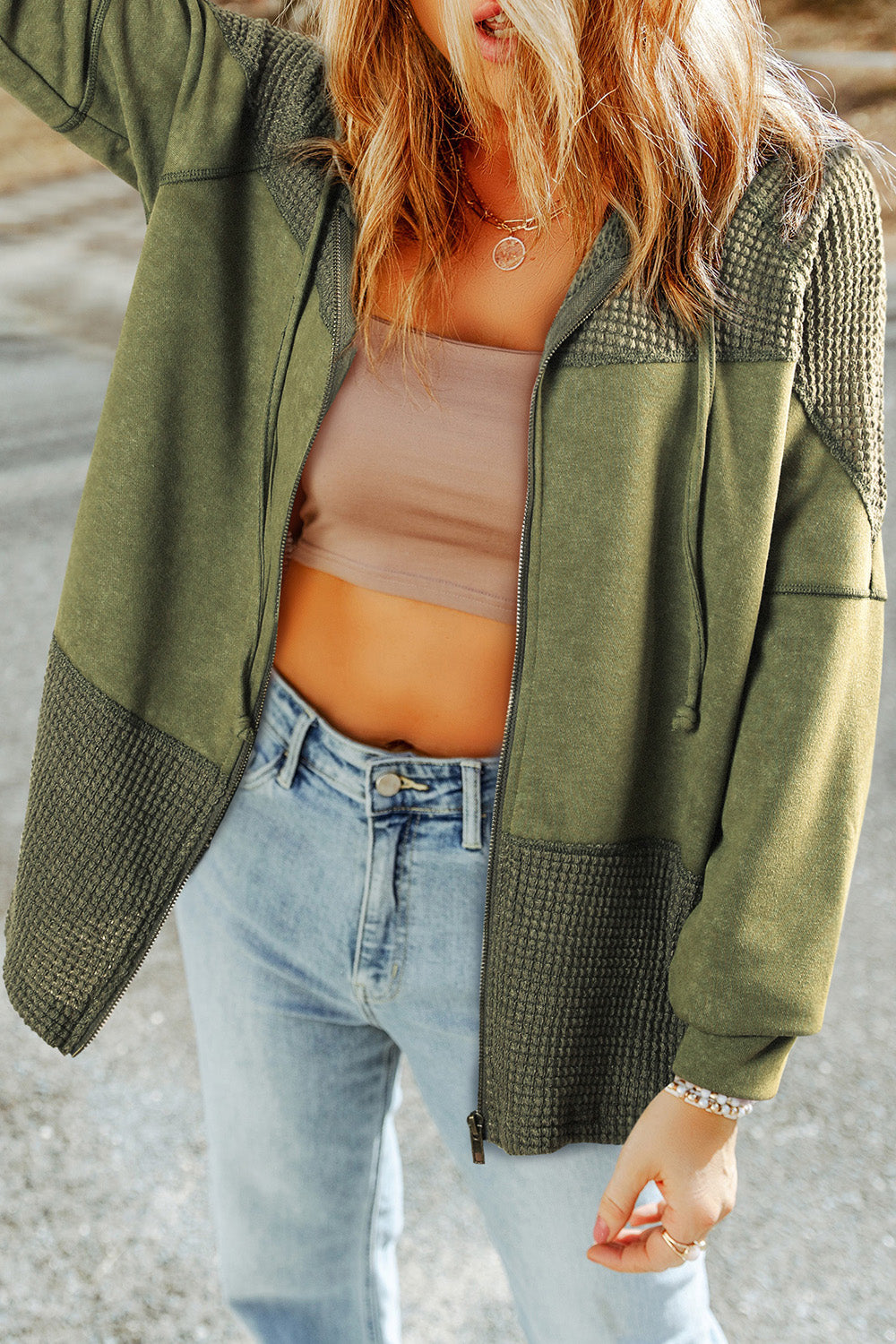 Zip-Up Drawstring Hooded Jacket, view 9