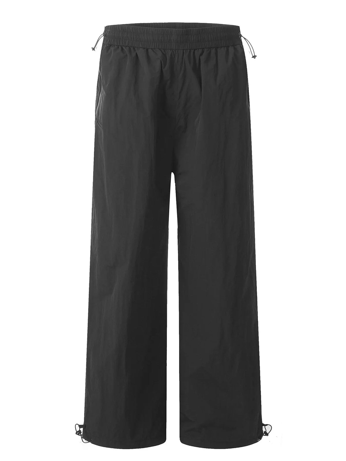 Men's Lightweight Wide-Leg Drawstring Pants in Black, view 8