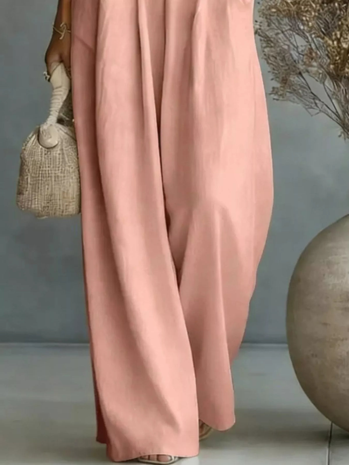 Full Size Half Sleeve Wide-Leg Jumpsuit Plus Size - Lilixa.store