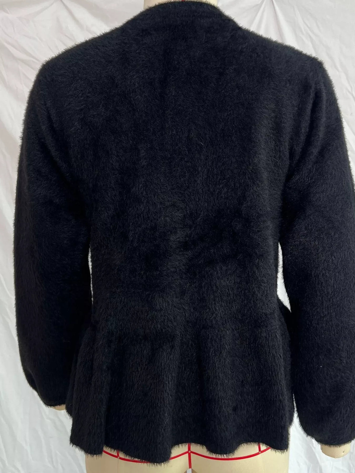 Fuzzy Peplum Cardigan with Pearl Buttons, view 12