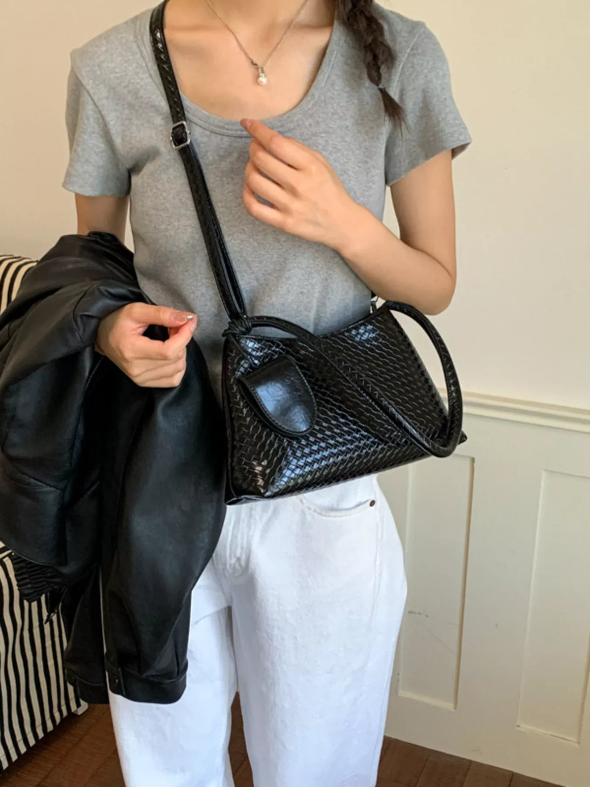 Woven Texture Shoulder Bag - Lilixa.store