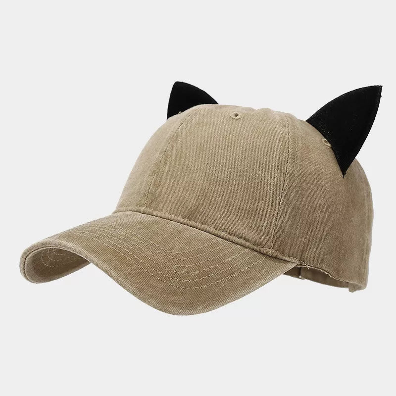 Washed Cat Ear Baseball Cap - Lilixa.store