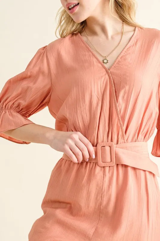 And The Why Flounce Sleeves Romper with Belt, view 6