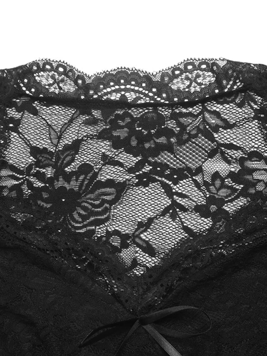 Lace Long Sleeve Bodysuit with Bow Detail - Lilixa.store