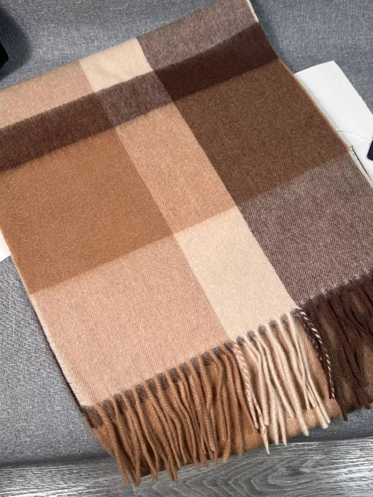 Plaid Scarf with Fringe - Lilixa.store