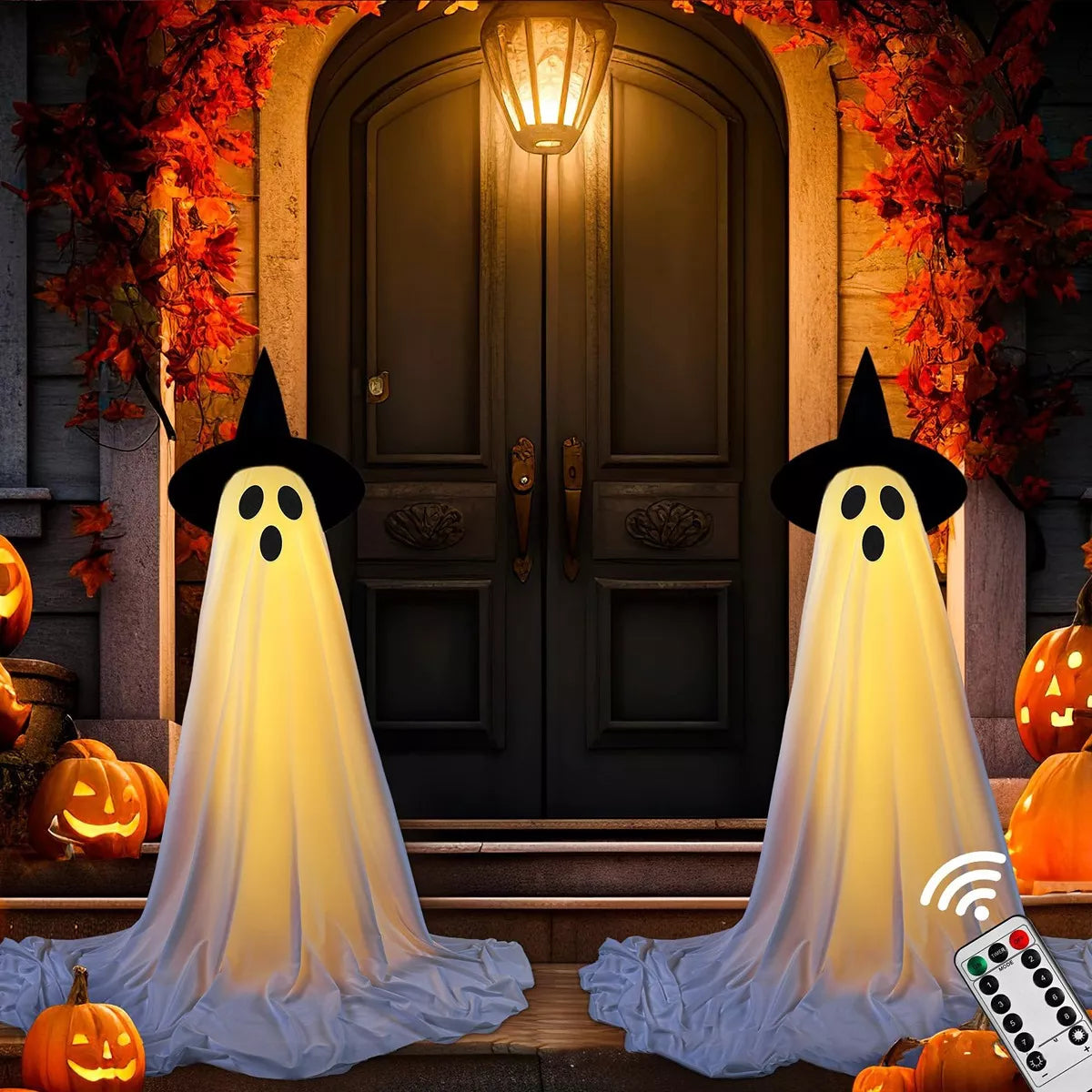 Halloween Lighted Ghost with Witch Hat 2 Piece Set - Lilixa.store