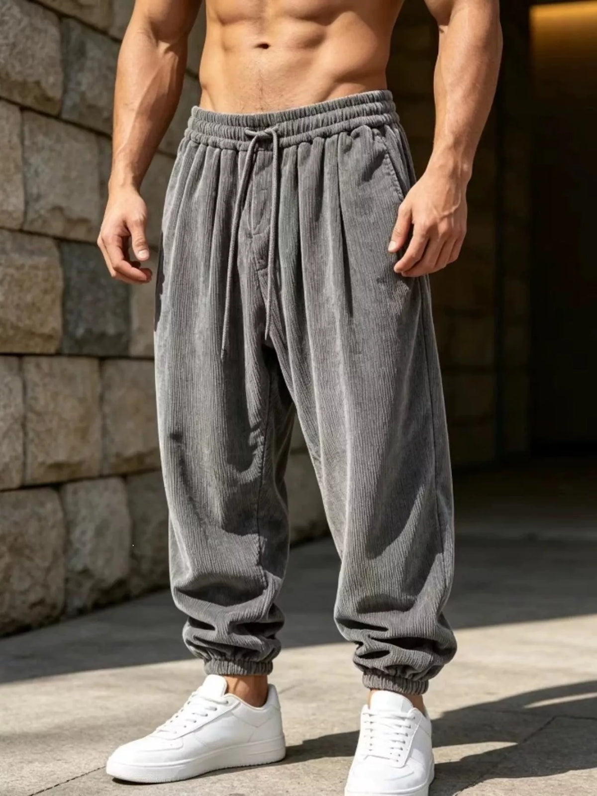 Men's Plus Size Corduroy Loose-Fit Joggers