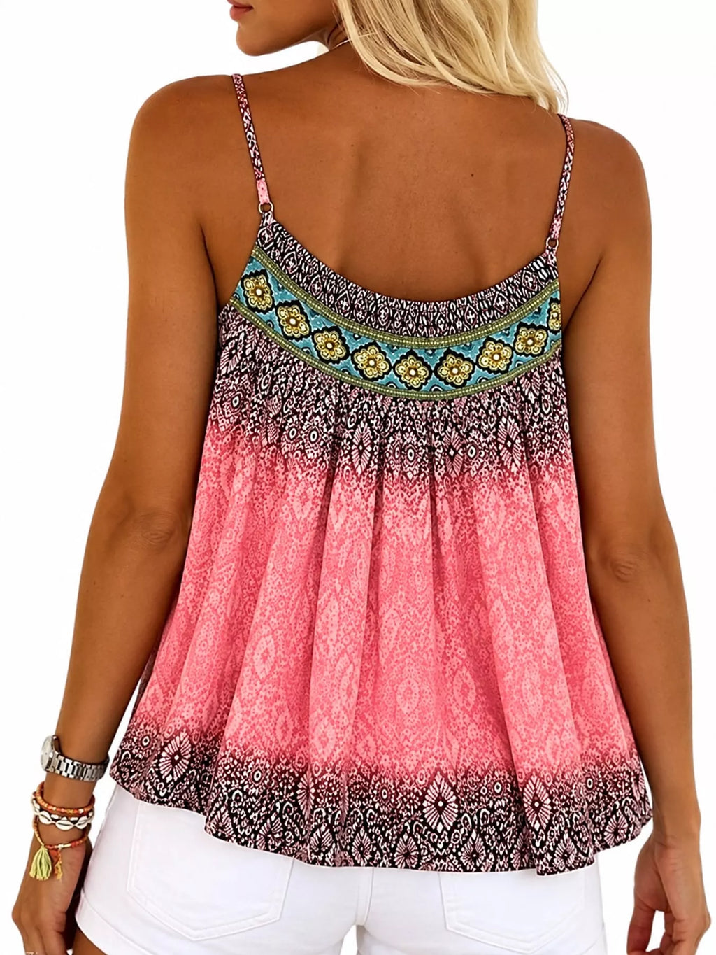 Full Size Printed Scoop Neck Cami Plus Size, view 2