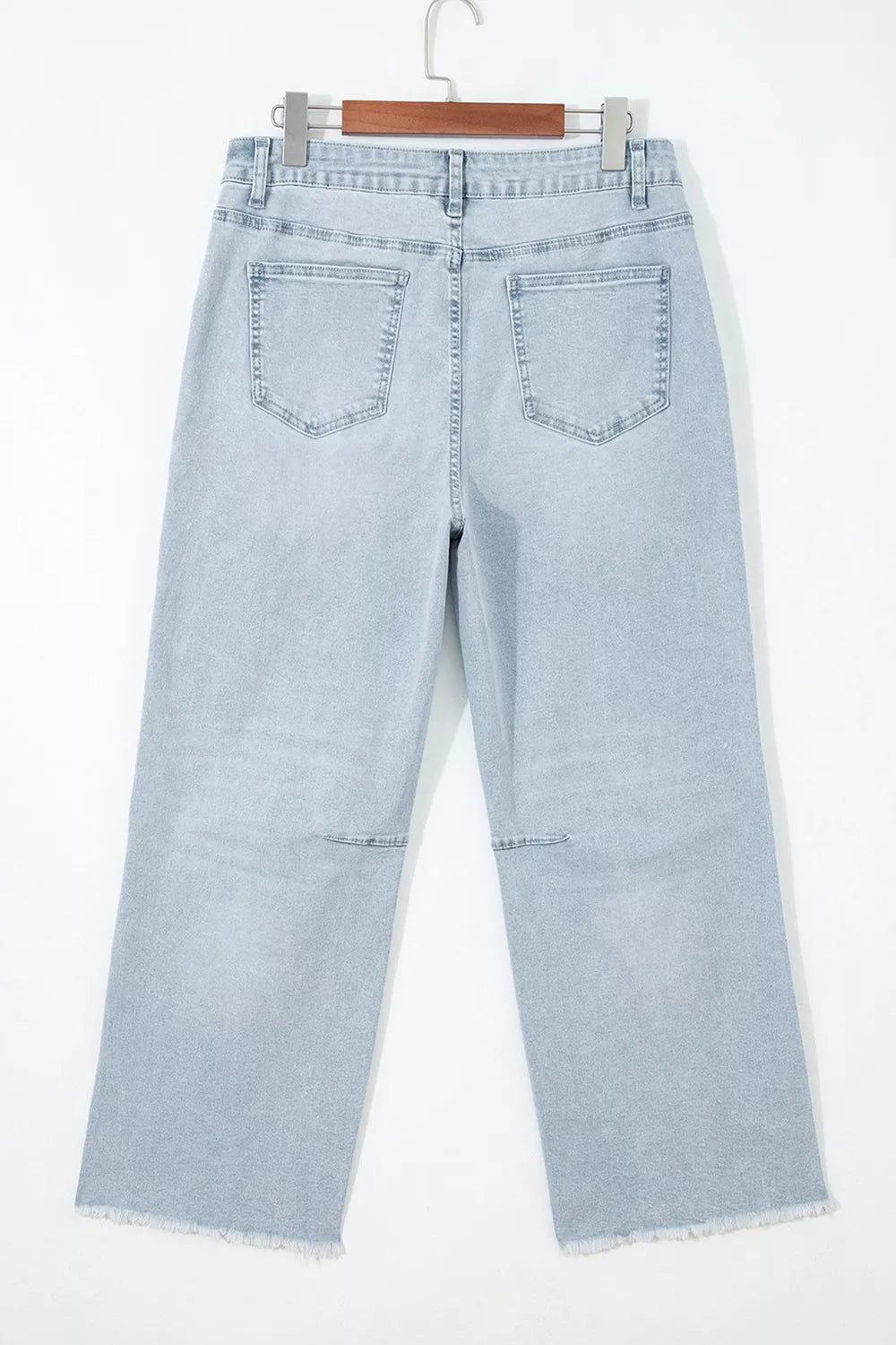 Sequin Turkey Patch Pocket Raw Hem Ankle Length Jeans in Light Blue, view 8
