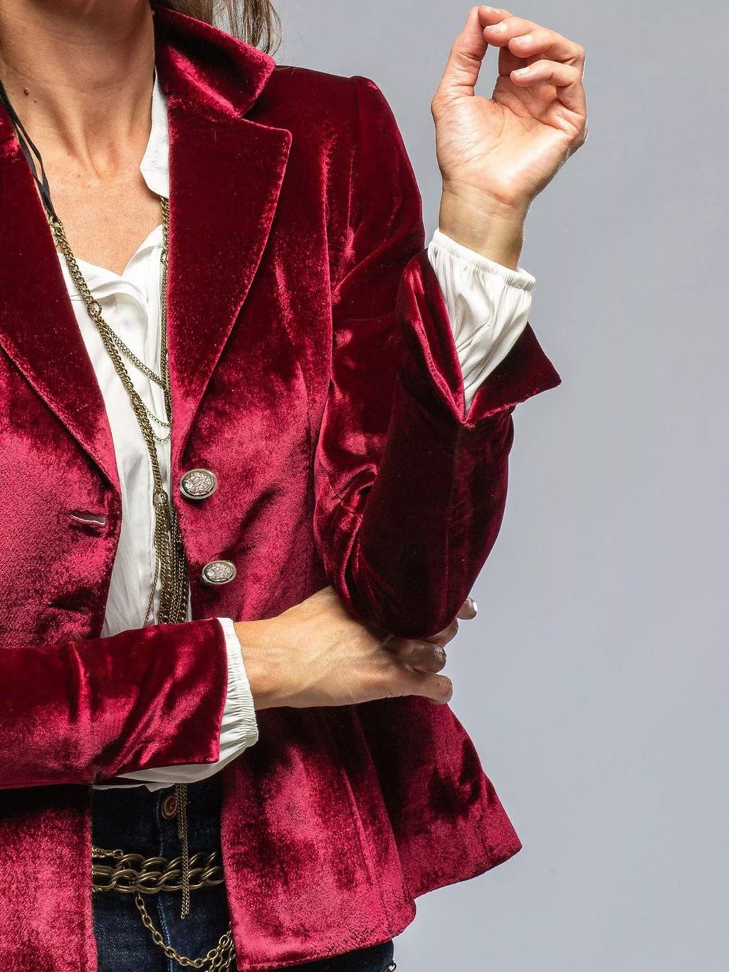Velvet Lapel Collar Button Up Blazer - Lilixa.store