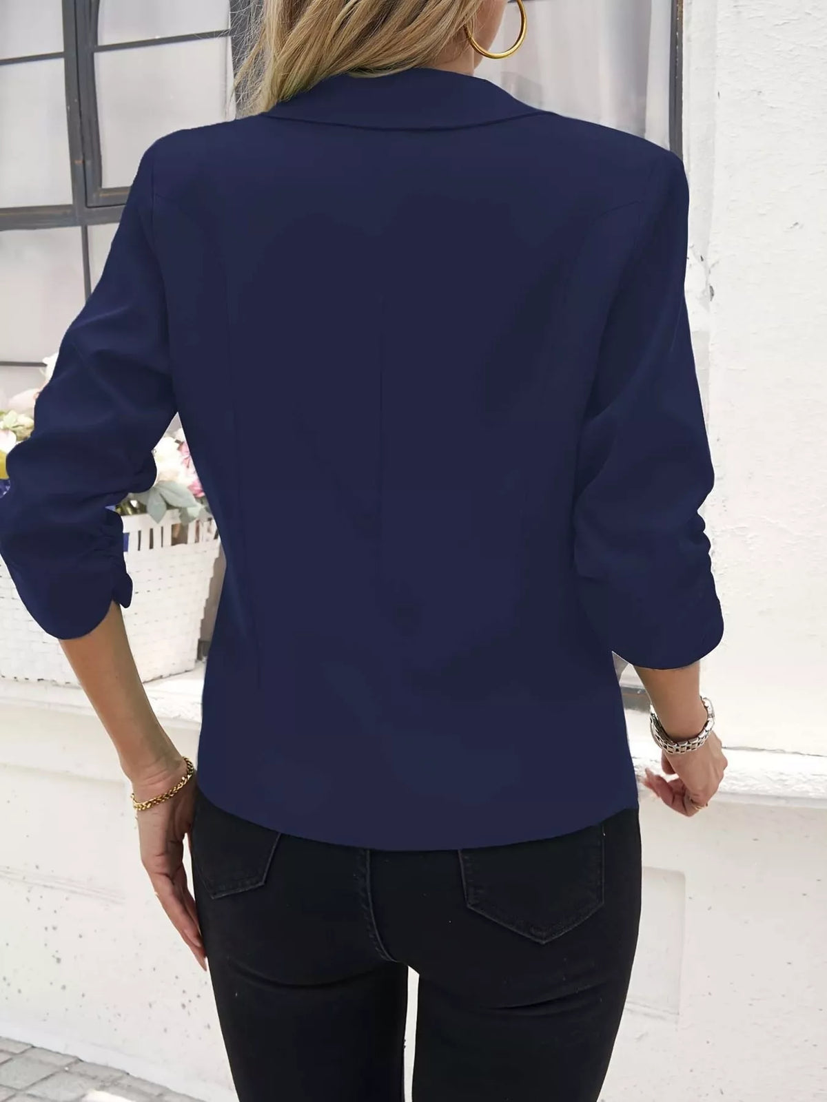 Full Size One Button Lapel Collar Blazer Plus Size - Lilixa.store