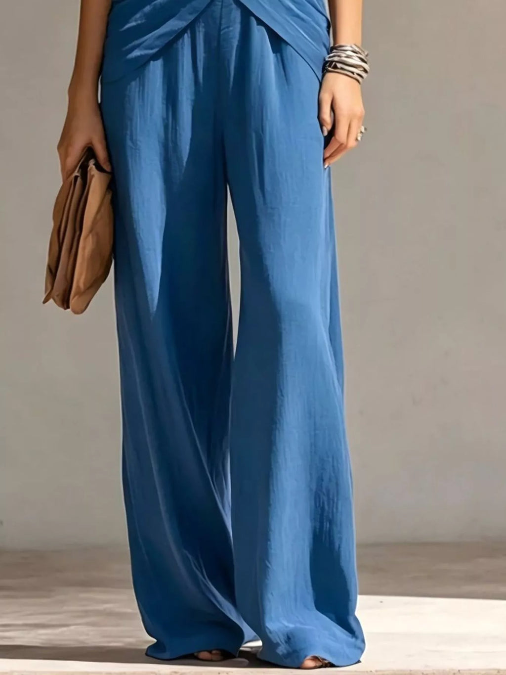 Full Size Zipper Front Tank and Wide-Leg Pants Set Plus Size - Lilixa.store