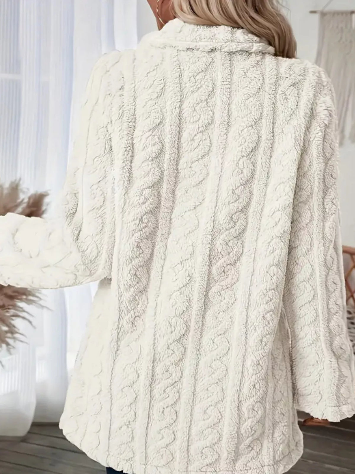 Cozy Faux Shearling Double-Breasted Outerwear, view 6