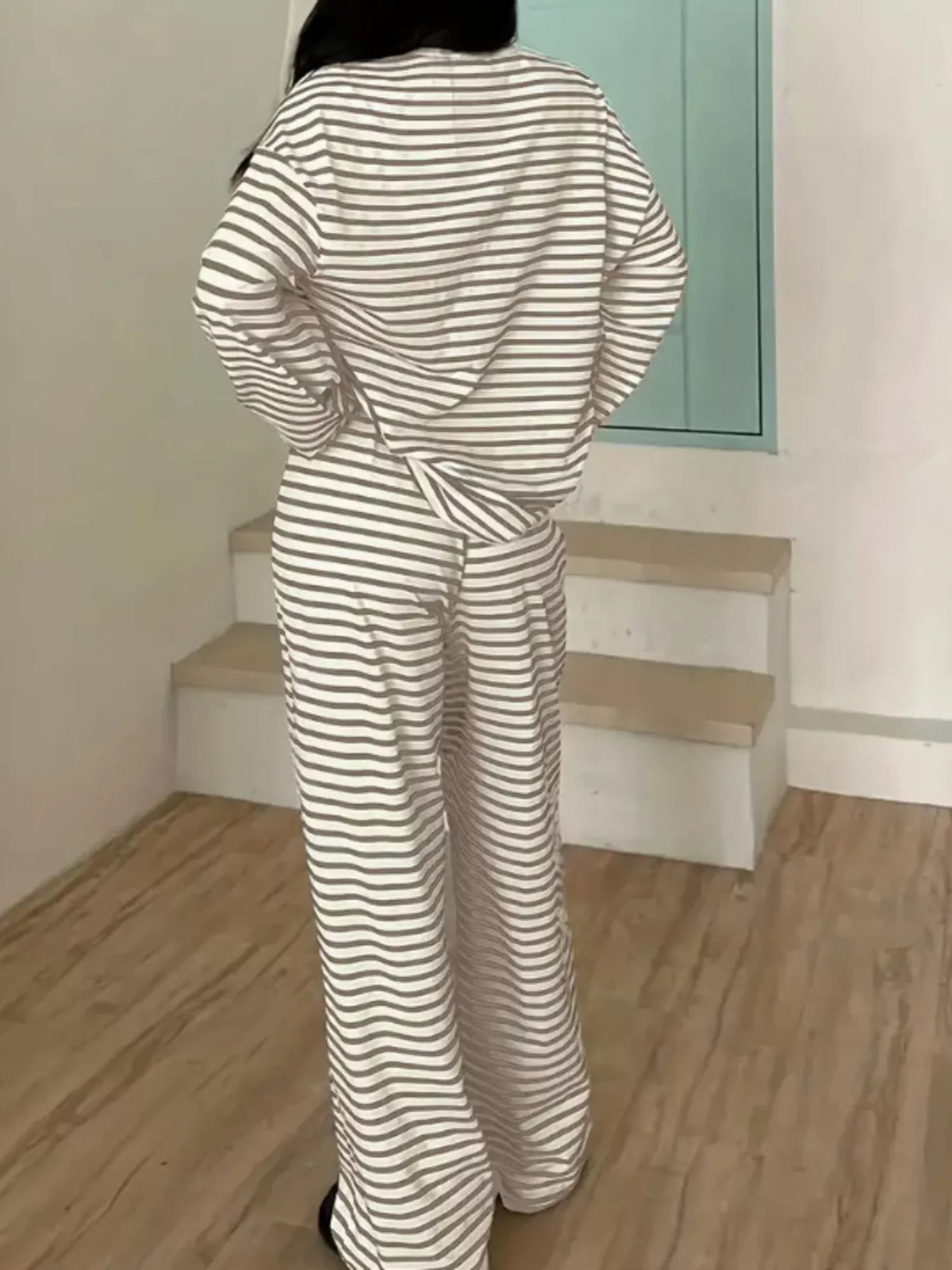 Striped Long Sleeve Top and Pants Set - Lilixa.store