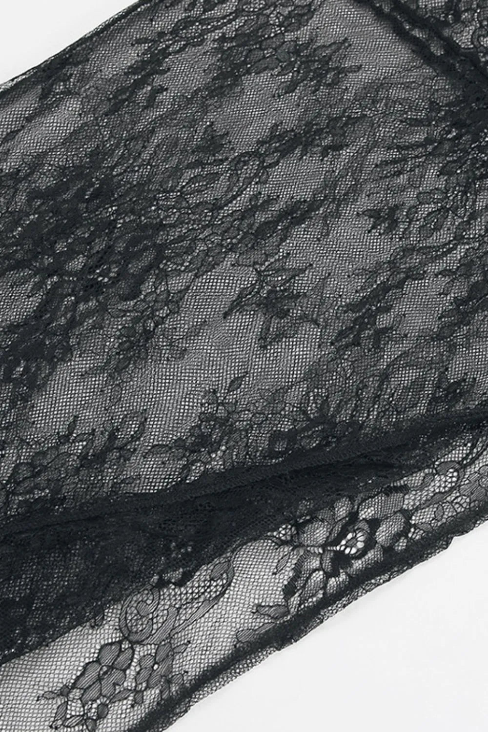 Fringe Round Neck Long Sleeve Lace Sheer Top - Lilixa.store
