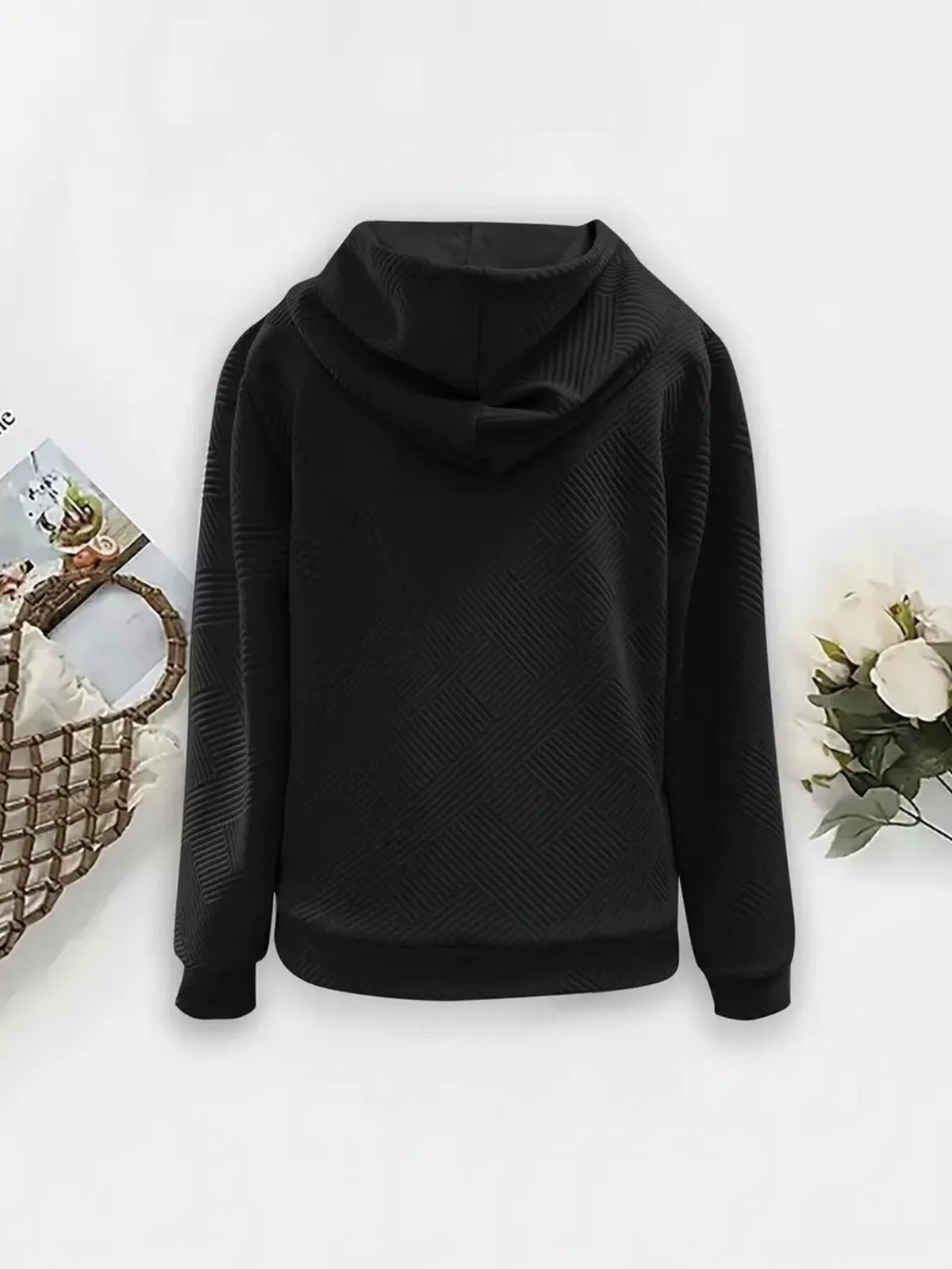 Textured Zip-Up Hooded Jacket, view 3