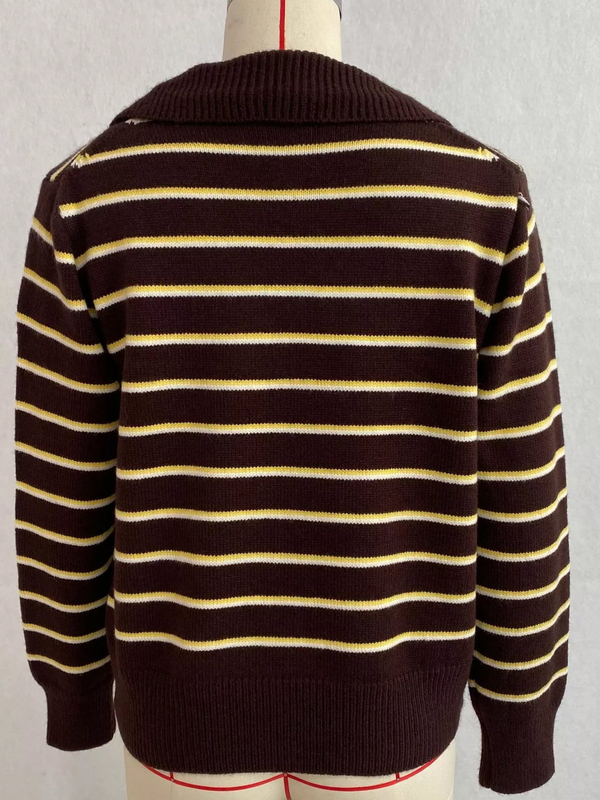 Vintage Striped Polo Collar Sweater in Brown, view 8