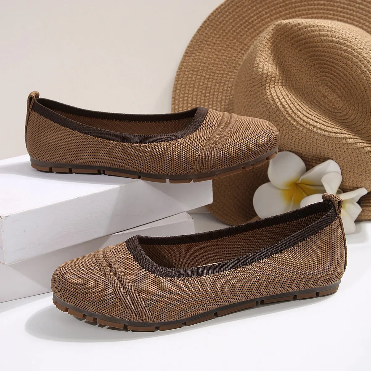 Mesh Round Toe Flat Slip-Ons, view 9
